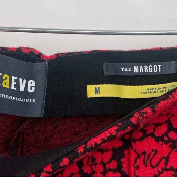 Anthropologie Maeve The Margot Kick-Flare Cropped Pants Red Floral Motif Medium - Picture 2 of 8